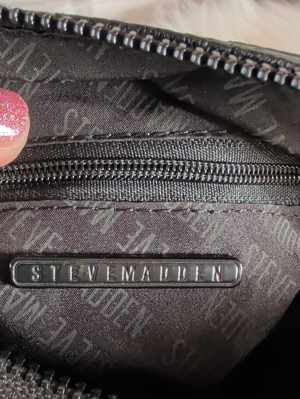 Steve Madden Black Embossed Mini Satchel - Picture 7 of 9